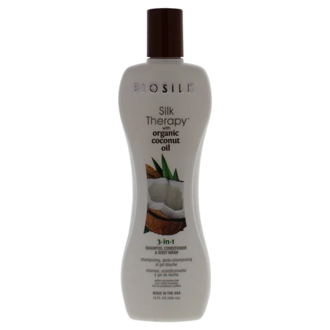 Polish balm-Biosilk Silk Therapy with Coconut Oil 3-In-1 by Biosilk for Unisex - 12 oz Shampoo, Conditioner and Body Wash