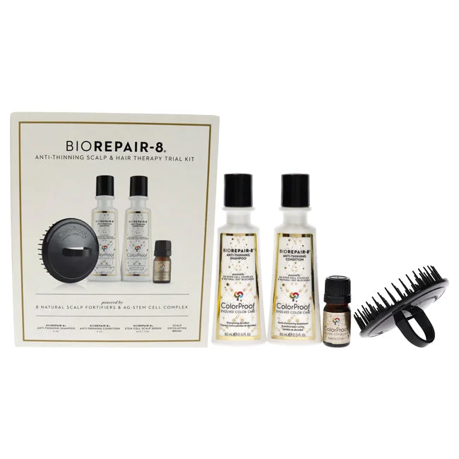 Curl enhancing spray-ColorProof BioRepair-8 Anti-Aging Scalp and Hair Therapy Kit by ColorProof for Unisex - 4 Pc Kit 2oz Anti-Thinning Shampoo, 2oz Anti-Thinning Conditioner, 0.17oz Stem Cell Scalp Serum, Scalp Exfoliating Brush