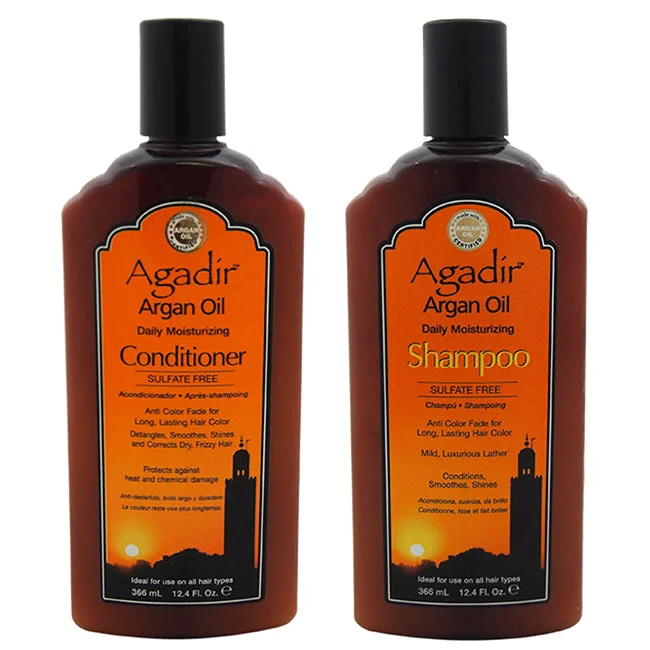 Holding lotion-Agadir Argan Oil Daily Moisturizing Shampoo and Conditioner Kit by Agadir for Unisex - 2 Pc Kit 12oz Shampoo, 12oz Conditioner