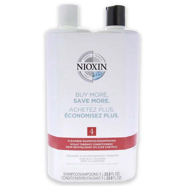 Frizz calming cream-Nioxin System 4 Kit by Nioxin for Unisex - 2 Pc 33.8 oz Shampoo, Conditioner