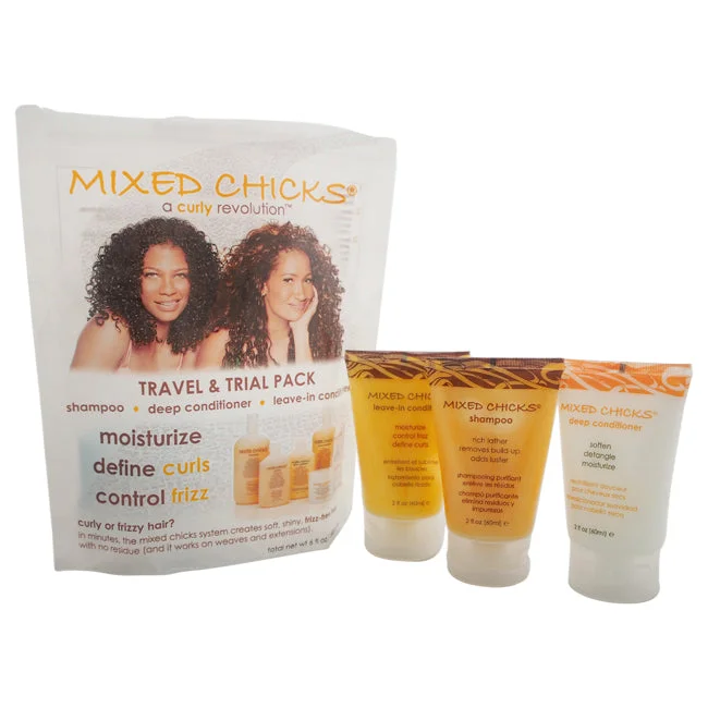 Curl sculpting lotion-Mixed Chicks Travel Trial Pack by Mixed Chicks for Unisex - 3 Pc Kit 2oz Shampoo, 2oz Deep Conditioner, 2oz Leave-In Conditioner