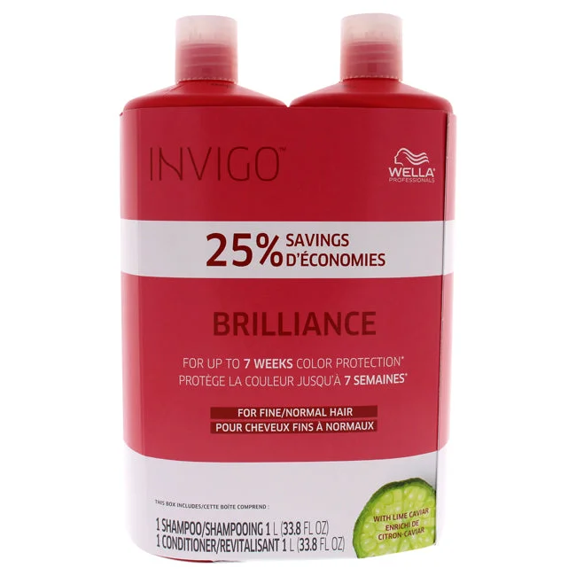 Texture sculpting mist-Wella Brilliance Shampoo and Conditioner For Fine To Normal Colored Hair Duo by Wella for Unisex - 2 X 33.8 oz Shampoo, Conditioner