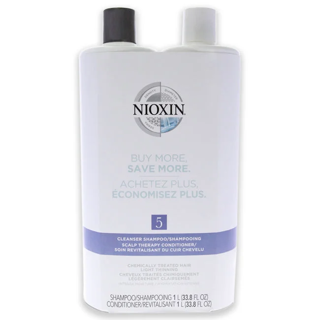 Breakage reducing cream-Nioxin System 5 Cleanser Scalp Therapy Conditioner Duo by Nioxin for Unisex - 2 Pc 33.8oz Shampoo, 33.8oz Conditioner