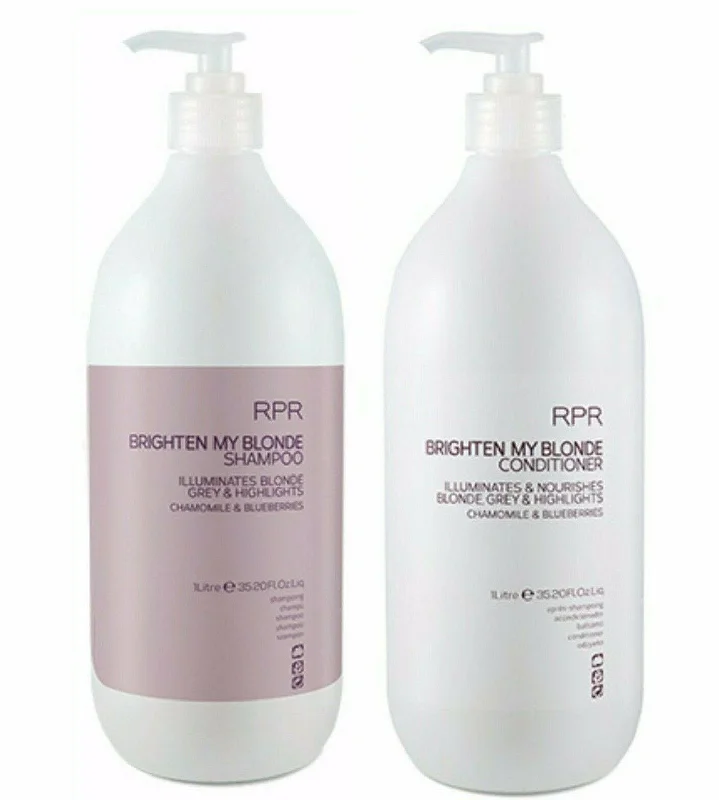 Bond strengthening treatment-RPR Brighten My Blonde Shampoo & Conditioner 1lt duo for Blonde & Gray Hair