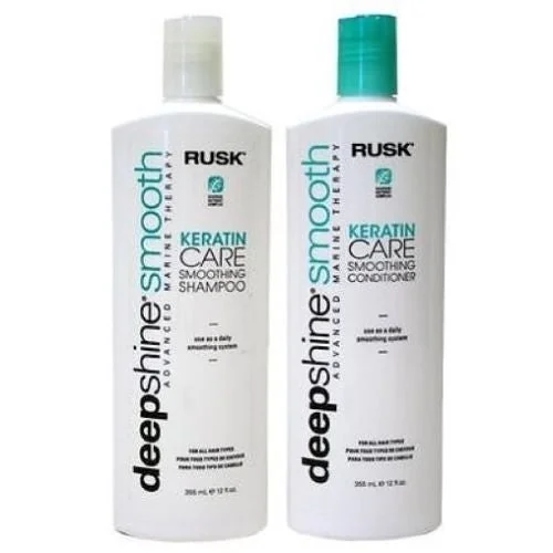 Bond strengthening treatment-Rusk DeepShine Smoothing Keratin Care Shampoo Conditioner Duo 12 Oz