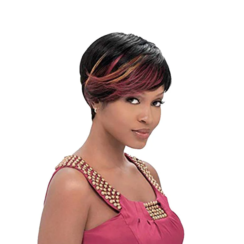 real person hair ring strong gift-SENSATIONNEL BUMP Collection Human Hair Full Cap Wig FAB FRINGE