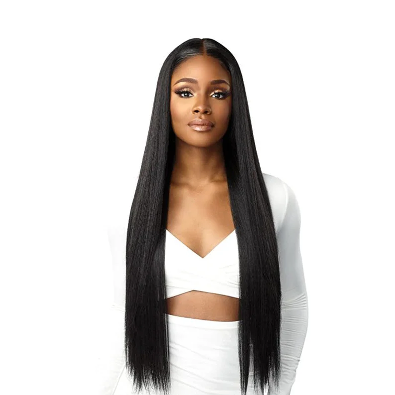 real person hair ring bold craft-SENSATIONNEL Butta HD Lace Human Hair Blend Wig Straight 32"