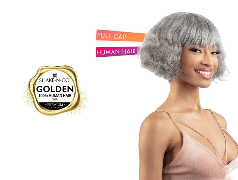 real person hair ring unique treasure-SHAKE N GO GOLDEN 100% HUMAN HAIR WIG - CYNTHIA