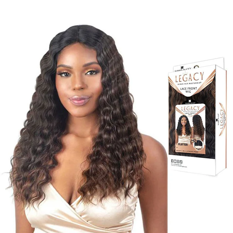 real person hair ring reliable craft-SHAKE N GO Legacy Human Hair Blend Lace Front Wig - FLUTTER