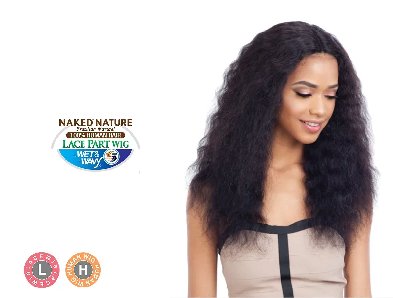 real person hair ring glossy ring-SHAKE N GO NAKED NATURE BRAZILIAN NATURAL 100% HUMAN HAIR LACE PART WIG - DEEP WAVE