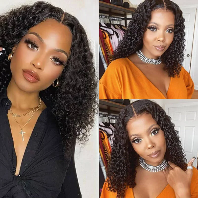 real person hair ring dependable ring-Short Curly Hair 4x4 Lace Closure/13x4 Lace front Wig Pre Plucked Natural Hairline Glueless Human Hair Wigs