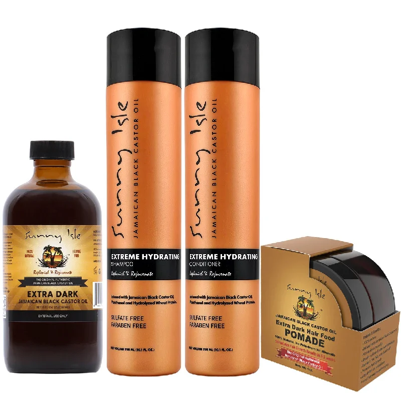 Sunny Isle Extra Dark Jamaican Black Castor Oil Hair Care Kit