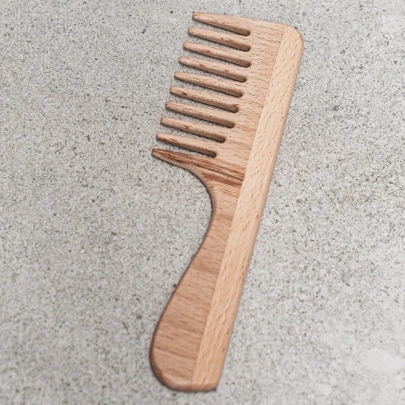 Scalp boost cream-Wooden Wide-Tooth Comb With Handle