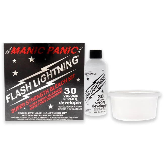 Flash lotion-Manic Panic Flash Lightning Bleach Kit - 30 Volume by Manic Panic for Unisex - 6 Pc Kit 1.34oz Dust-Free Bleach Powder, 4oz 30-Volume Cream Developer, 1 Plastic Mixing Tub, 1 Tint Brush, 1 Plastic Cap, 1 Set of Plastic Gloves