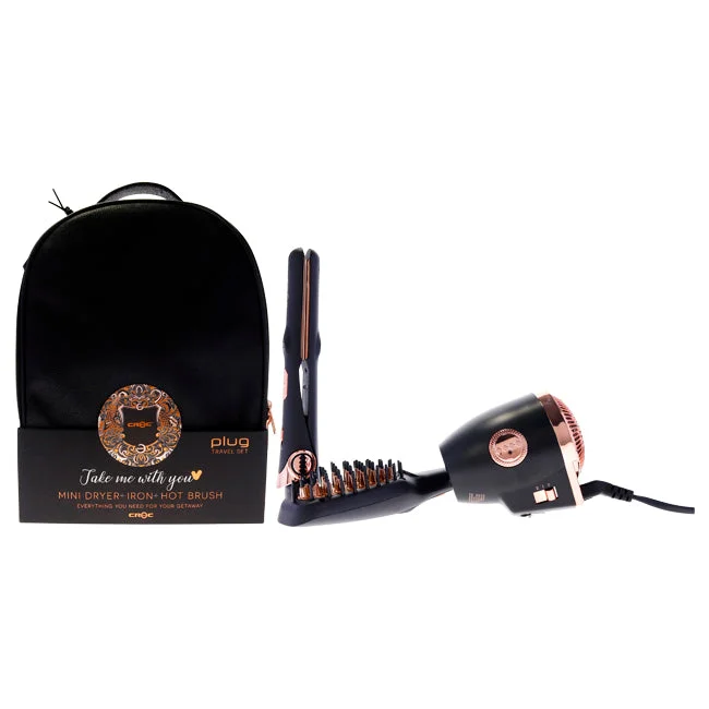 Vital cream-Croc Plug In Travel Kit - Rose Gold by Croc for Unisex - 3 Pc Mini Flat Iron, Mini Hot Brush, Mini Blow Dryer